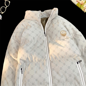 新款笑脸贴标字母加绒加厚保暖棉衣面包服A316-1-Y104P85控118图片