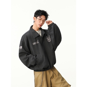 水洗牛仔外套男款春季美式痞帅上衣服宽松休闲工装夹克JK1314-P80图片
