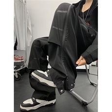 冲锋裤男美式高街户外防水登山裤拉链休闲裤子1001-1-BK456-P45，男装休闲裤，星座1001-1