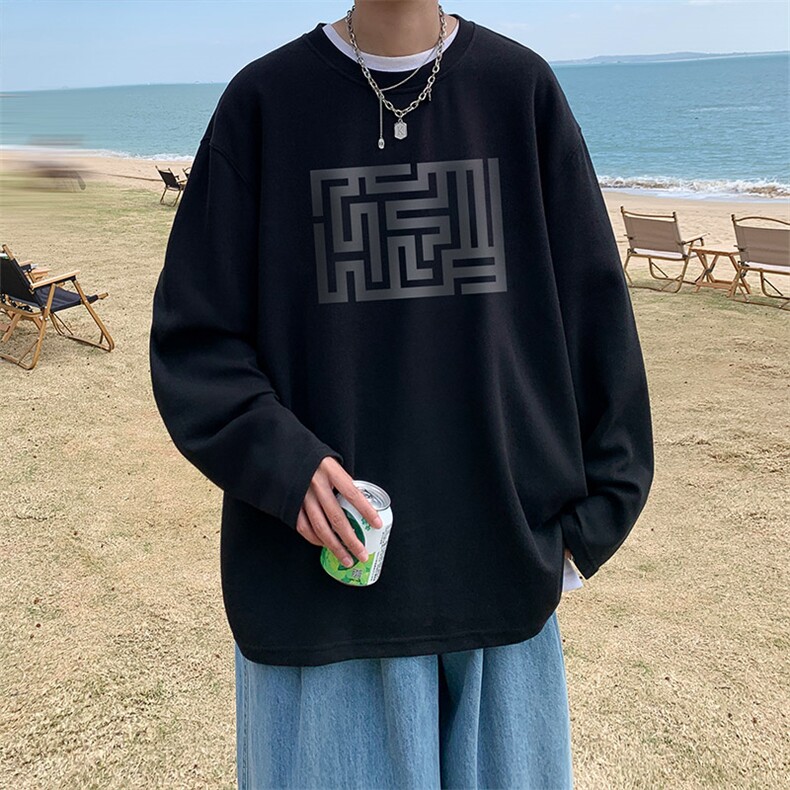 抖音供货、秋季现货舒适棉宽松重磅长袖T恤D223A-CT2320-特P28,男装T恤,电商019-1