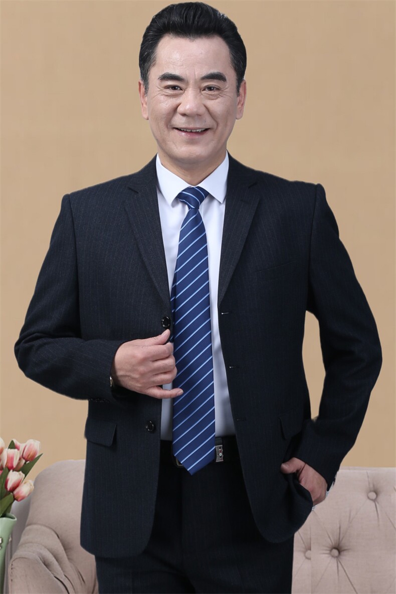 长期款！332/P205老人三粒扣西服套装休闲商务中年男大码正装西装,男装西服套装,星座1216（原钱塘722）