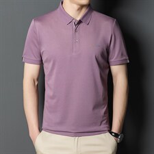 丝光棉短袖T恤男薄款POLO衫夏季新款中年男士商务休闲体恤衫男装图片
