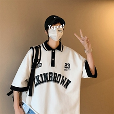 1港风polo衫男潮大码M-5XL情侣风翻领短袖T恤DP7741P45控68，男装Polo衫，星座226-2