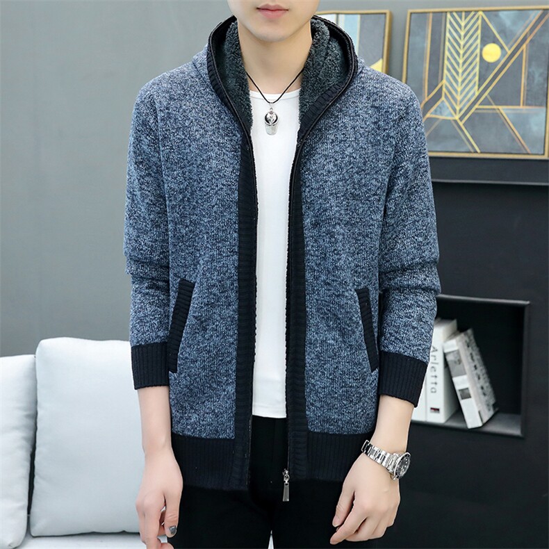 品质好秋冬季新款男士休闲连帽毛衣外套百搭加绒夹克8865-P40元,男装针织衫/毛衣,星座1706