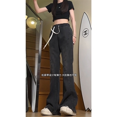四季款高街牛仔裤美式宽松百搭直筒裤痞帅微喇裤24XK66777-特批45，男装牛仔裤，电商A042