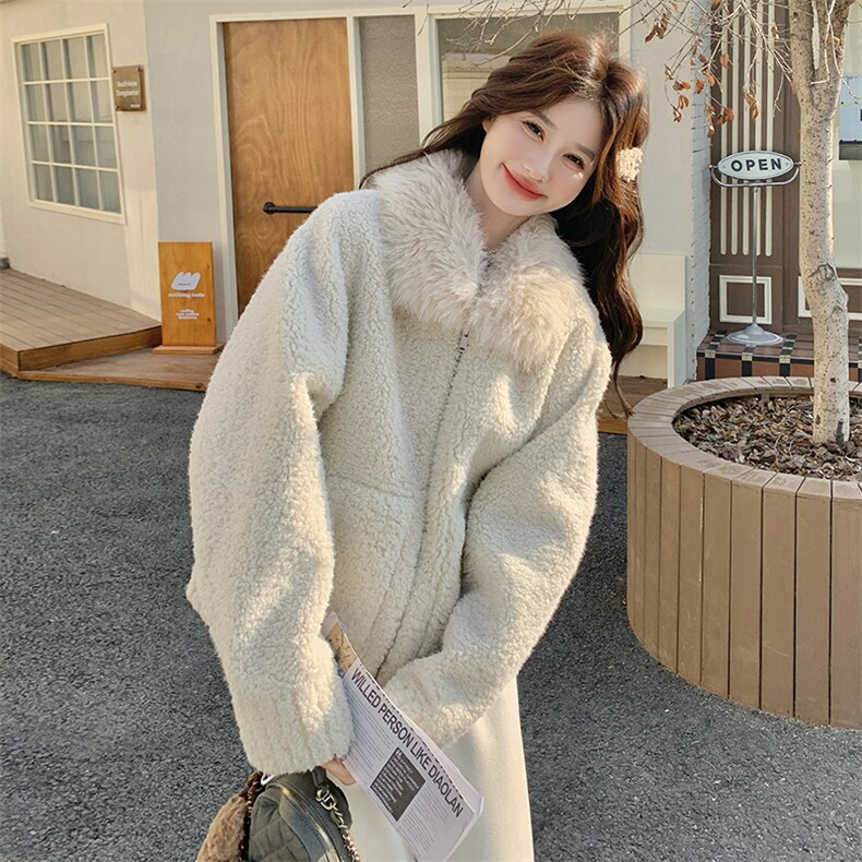 新款有货皮毛一体羊羔毛外套5325P225K338,女装毛呢外套,2C176