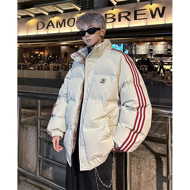 现货假两件格子羽绒棉衣抖音得物二开冬季棉服加厚外套BMY205,男装棉衣,电商A486