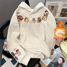 档口现货情侣美式潮牌趣味刺绣连帽卫衣男秋冬新款上衣WB593-P47，男装卫衣，星座412-3