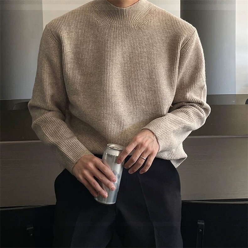 高领针织衫加厚内搭毛衣宽松打底针织线衣M76/P65,男装针织衫/毛衣,电商A243