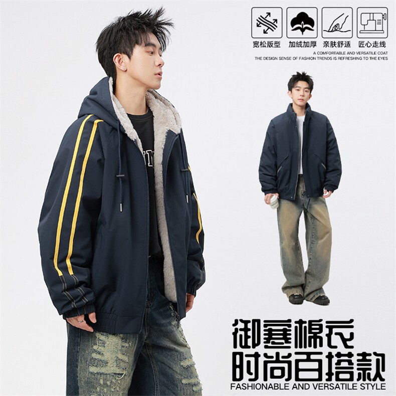 自家图有视频 加绒毛领棉衣冬季新款座山雕连帽派克棉服M2556p88图片