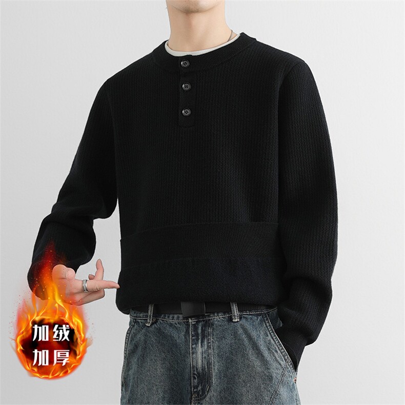 加绒加厚亨利领内搭针织潮牌打底衫青年保暖毛线JR2427P90,男装针织衫/毛衣,星座914