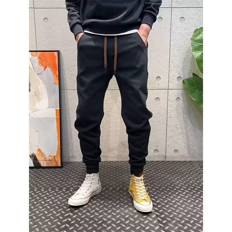新款加绒束脚卫裤男士刺绣运动裤秋冬韩版百搭小脚裤休闲长裤,男装休闲裤,星座1013