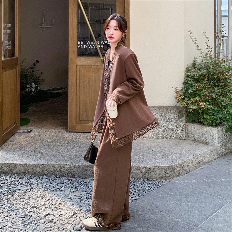 (新品）现货新款韩系蕾丝边阔腿裤套装F568-P175-K248,女装套装/套裙,2C255