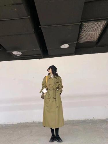 2021秋季新款时尚气质百搭过膝腰带宽松显瘦长款风衣外套,女装风衣,L·H·X