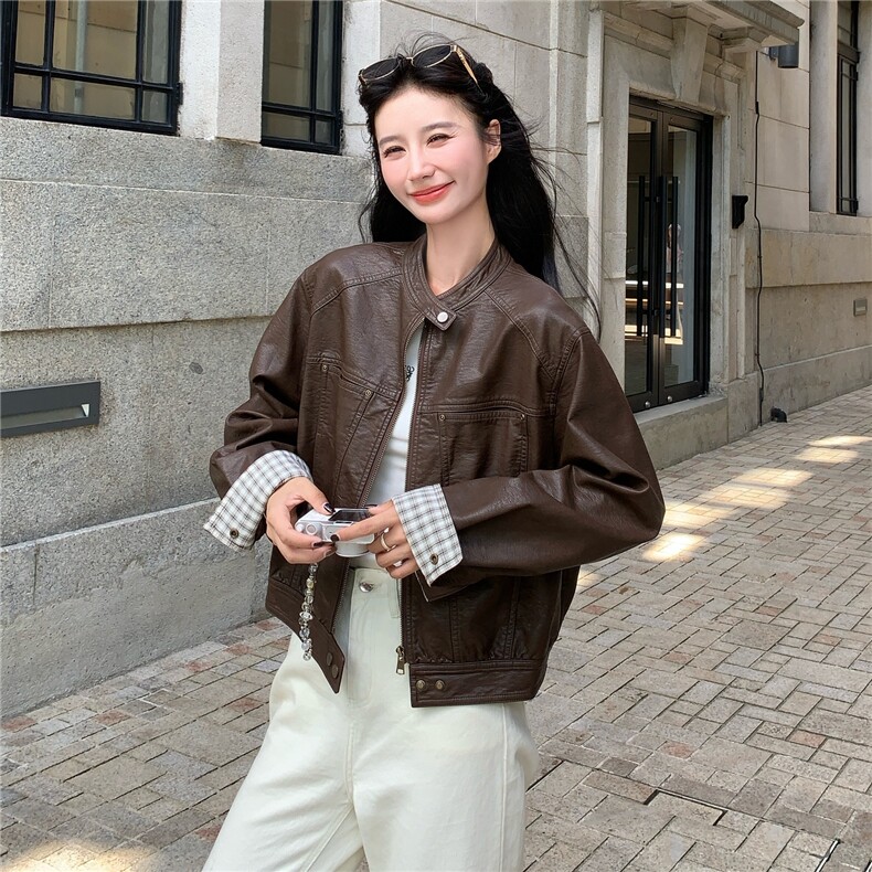 【新款】短款皮衣外套D2145-Y8828-P160-控238,女装皮衣,2D145