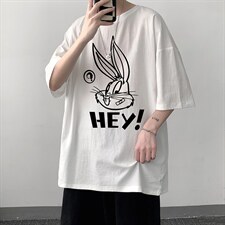 YT26179-P30亚短袖t恤男大码五分袖男宽松七分袖港风模特，男装T恤，电商A040