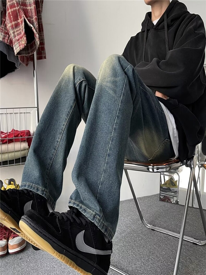 美式高街黄泥染牛仔裤男水洗vibe休闲裤子310B-1-K151P45,男装牛仔裤,星座310B-1