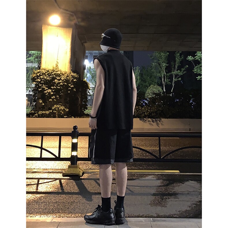 B221美式ins高街暗黑小众假两件休闲短裤五分裤LK23062-P55控78,男装休闲裤,电商B221