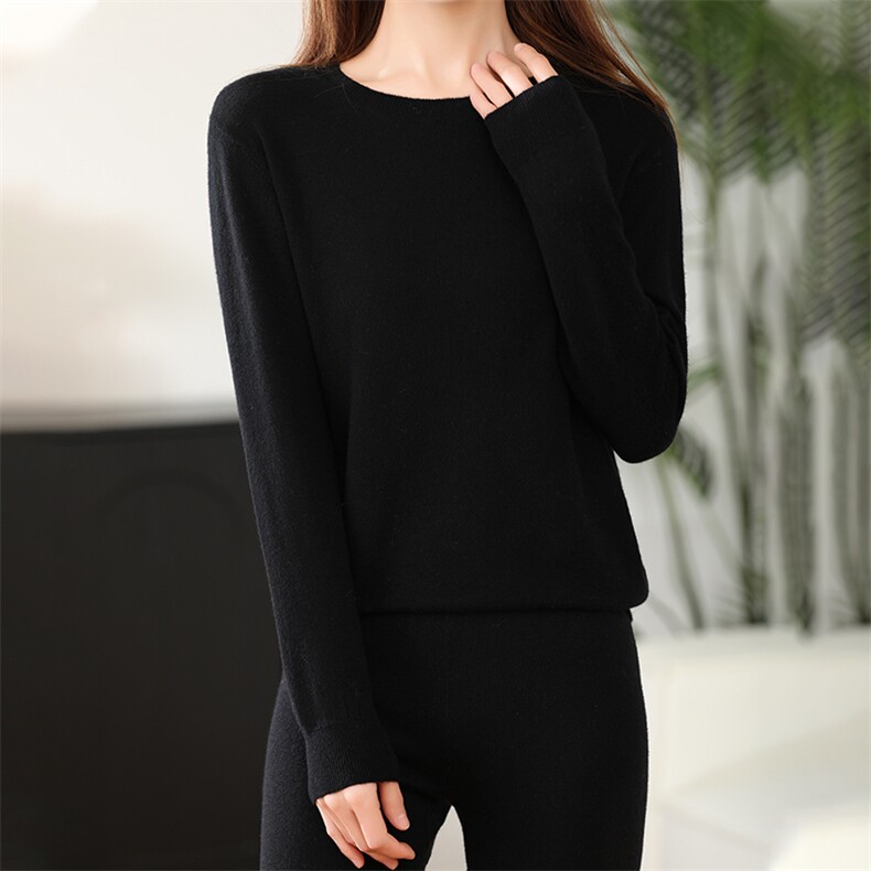 时尚百搭女士羊毛衫保暖舒适修身显瘦圆领长袖毛衣，女装羊毛衫，飞艺羊绒