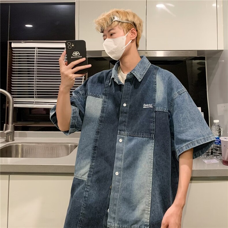夏季新款衬衫潮流慵懒男方领衬衫M991P52,男装衬衫,星座1116-2