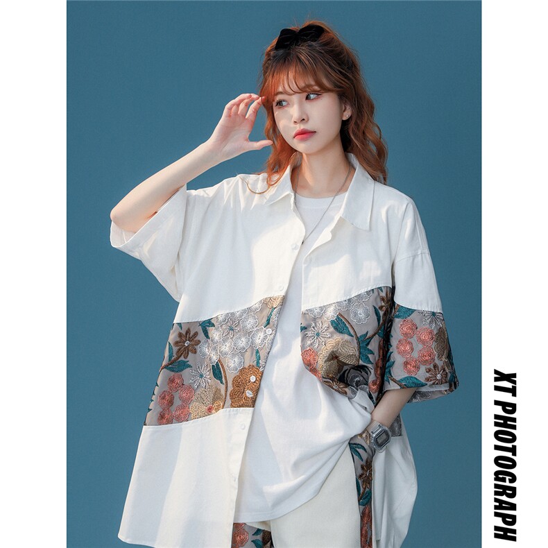 1绣花拼接成分：聚酯纤维M-5XL大码短袖衬衫男DCS7743P42控68，男装T恤，星座226-2