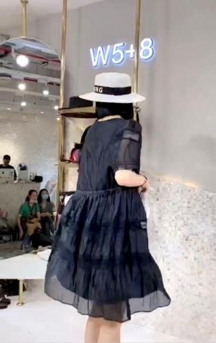 DG898夏季新款2021甜美气质显瘦拼蕾丝系绳收腰娃娃裙,女装,L·H·X