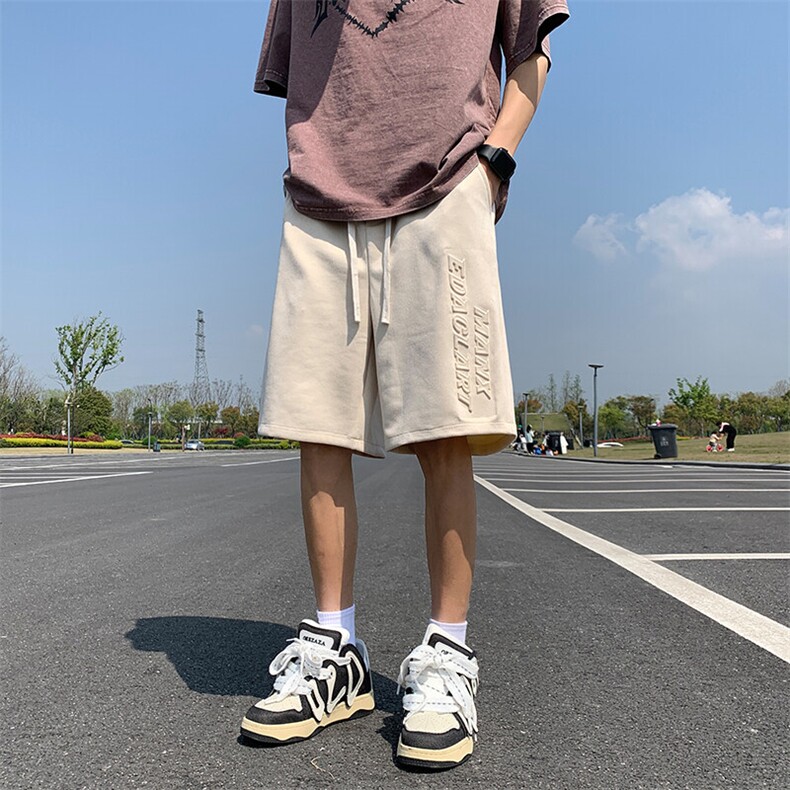 麂皮绒钢印短裤五分裤休闲裤A014-DY2357-P45控58,男装休闲裤,电商A014