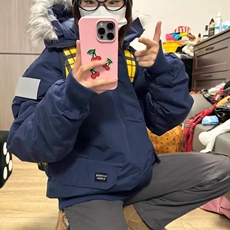 美式复古设计感大毛领棉服男女冬季保暖宽松情侣连帽工装棉衣外套，男装棉衣，星座218-8