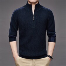 BSS6121限价268元男士新款长袖半高拉链纯羊毛针织衫休闲青年P192,男装针织衫/毛衣,电商B360