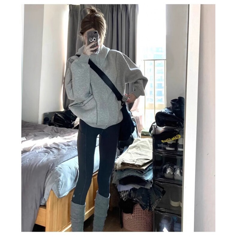 早秋灰色厚棉T外套女春秋2025新款韩系秋季流行穿搭初秋上衣，女装短外套，星座1210-1