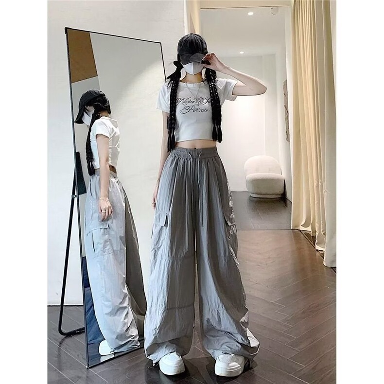ins速干工装裤女夏季薄款2025新款大码胖mm显瘦宽松休闲阔腿裤子,男装工装外套,星座1210-1