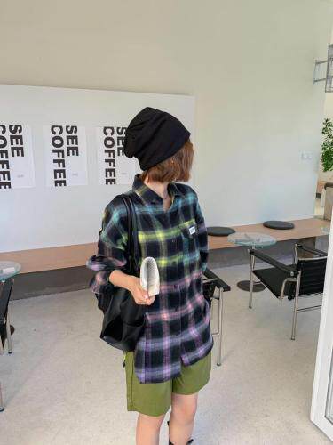 渐变格子衬衫S-M，女装衬衫，尚映