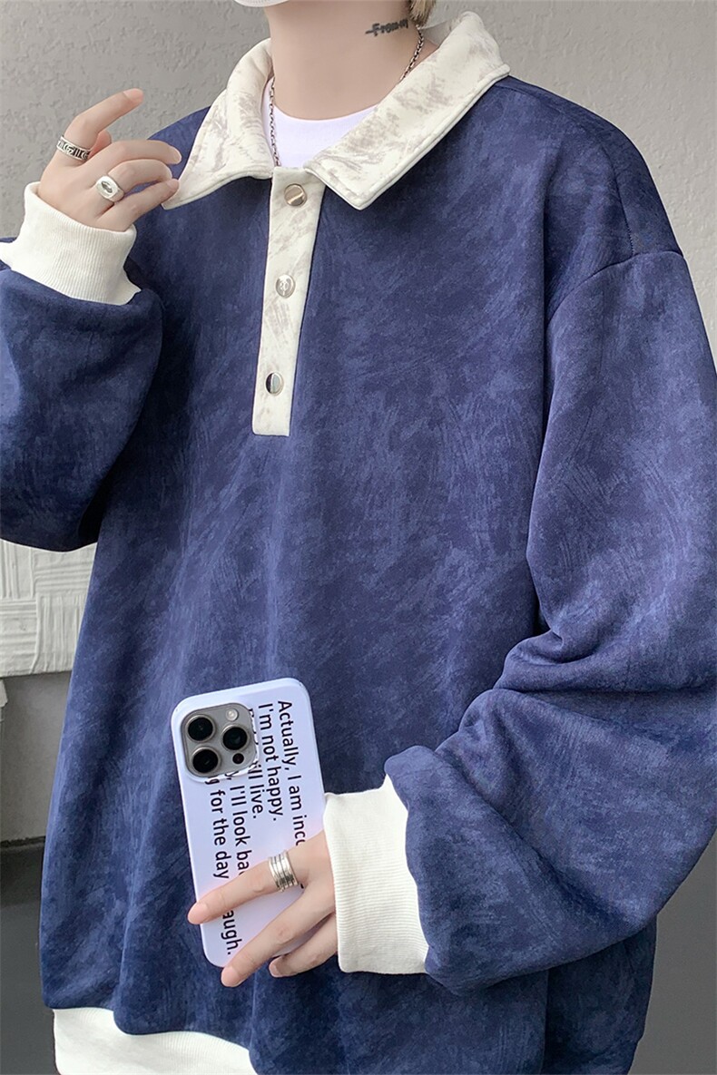 现货WY10159-特P50控88美式复古撞色解构拼接大码男宽松情侣卫衣,男装卫衣,电商A059
