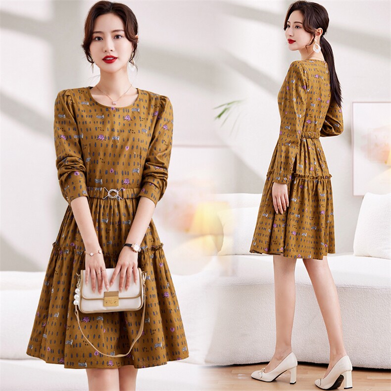 【活动2件9折】朝系列专柜839元碎花V领连衣裙花溪2025年春季，女装连衣裙，沫晗依美