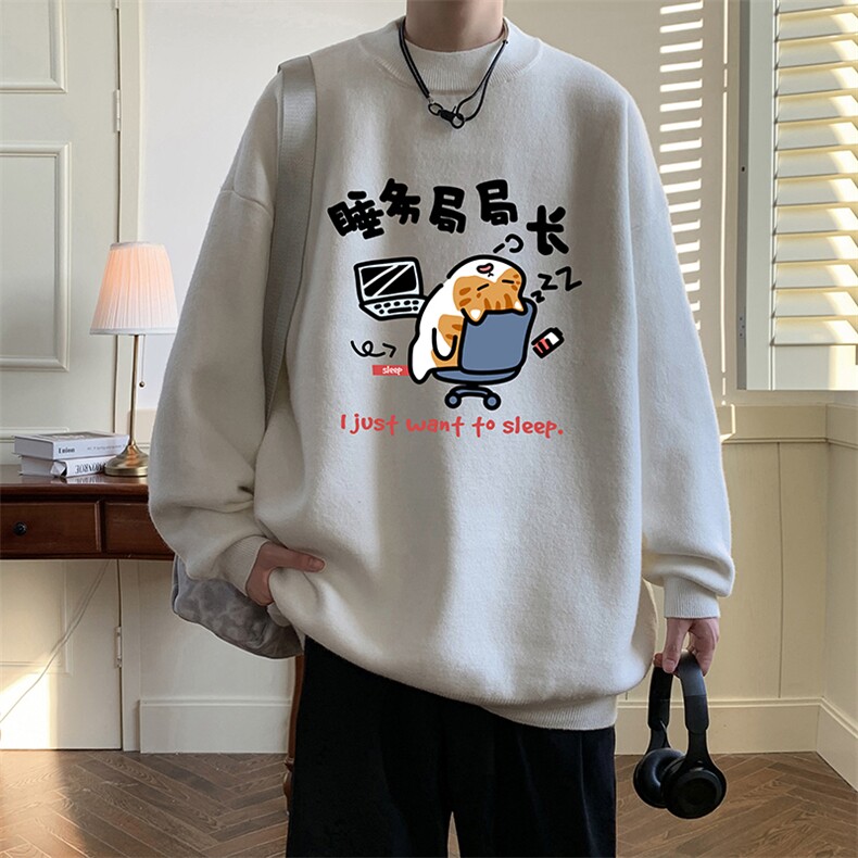半高领毛衣男大码胖子针织衫毛线衣M18447-P45加绒款-P65,男装针织衫/毛衣,电商A040