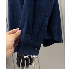 藏青格子宽松休闲长袖衬衫D328-WW17-P58，男装衬衫，电商D328
