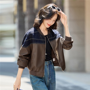 【秋季女装新款】大量现货时尚立领棒球服短款皮衣外套图片