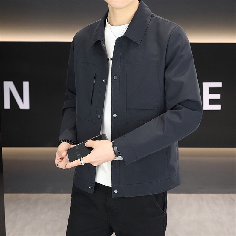 春季夹克男高品质翻领外套型男商务休闲百搭青年外套男N9817-P120图片