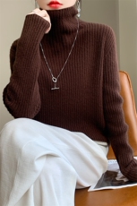 加厚高领羊毛衫女宽松显瘦套头毛衣大码秋冬新款羊绒针织打底衫，女装羊毛衫，片语羊绒
