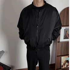 常规秋冬廓形短宽复古飞行夹克翻领宽松棉服外套外穿潮LF1022P80，男装夹克，电商D256-2(原A064-2)