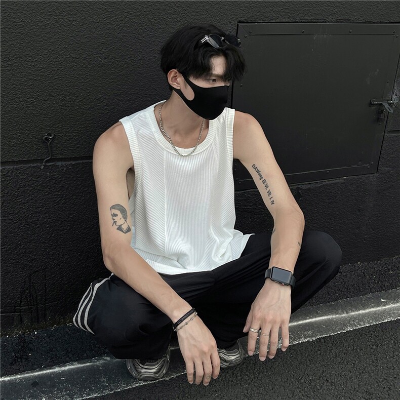 主推慵懒风冰感宽松健身背心无袖坎肩短袖T恤汉衫男H971特P24,男装背心/马甲,电商A341