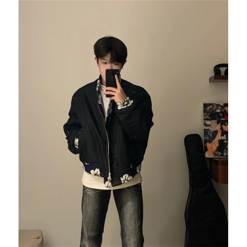 提花美式短款外套男高级感ma1飞行夹克秋季cleanfit棒球服JK604,男装夹克,星座1116A（原606A-3）