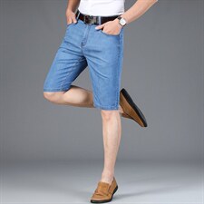 DKH8109-5男式2021年夏季牛仔中裤麻赛尔弹力高腰宽松五分裤P53，男装牛仔裤，电商B360
