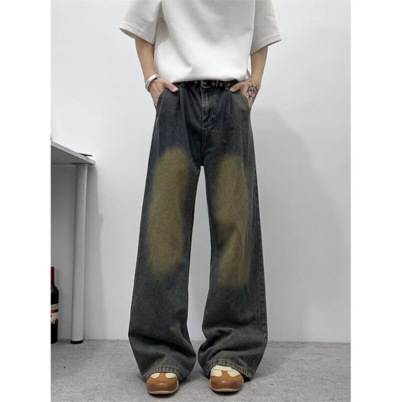 黑色宽松阔腿牛仔裤男女夏季2025新款高腰直筒裤拖地裤NG81,男装牛仔裤,星座1116A（原606A-3）