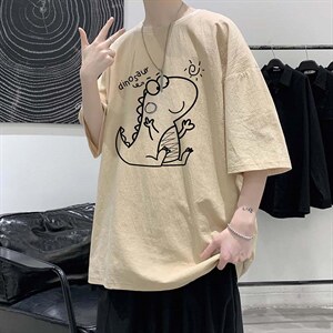 YT26172-P30 NASA亚短袖t恤男大码五分袖男宽松七分袖 港风模特图片