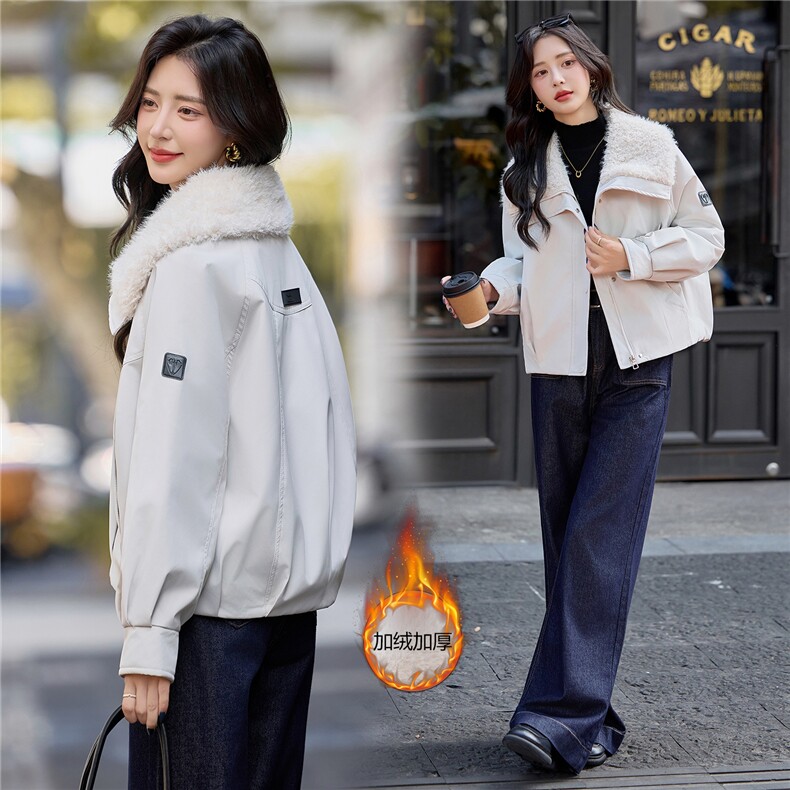 2025冬装新款休闲加绒棉衣外套,女装棉衣/棉服,依路服饰