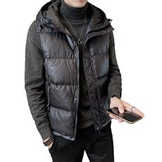 短款连帽羽绒马夹男日系面包服保暖外套马甲背心M508-P120，男装背心/马甲，电商A239