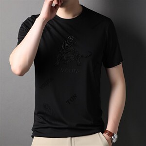中青年透气短袖T恤2024新款男圆领中青年夏季舒适半袖体恤衫P45图片