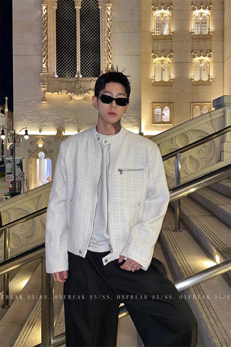 新贵老钱风编织格子小香风正肩夹克外套JK983特P82,男装夹克,星座908-1