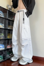 新款户外骑行登山防风多口袋松紧腰男宽松伞兵裤K24035-特P50控98，男装休闲裤，电商A001